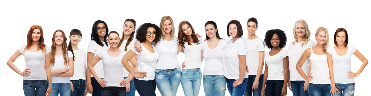 Group of women in white shirts and jeans
